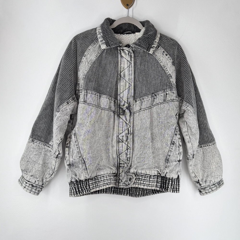 Vintage Rainbow West Gray Denim and Corduroy Zip Up Jacket Men’s Size Medium